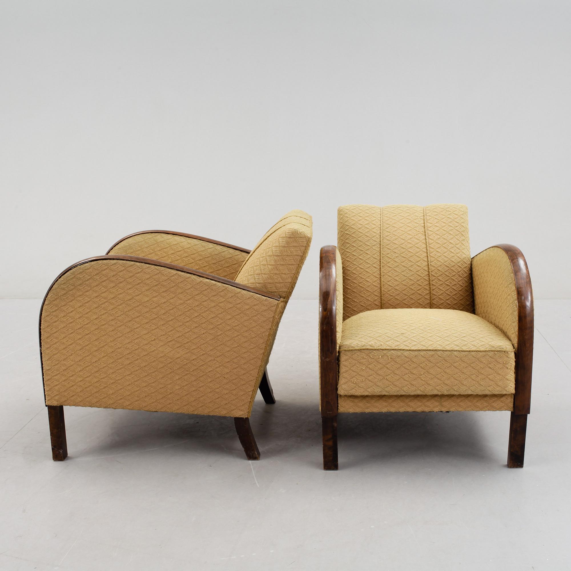 FÅTÖLJER, ett par, 1940-tal.