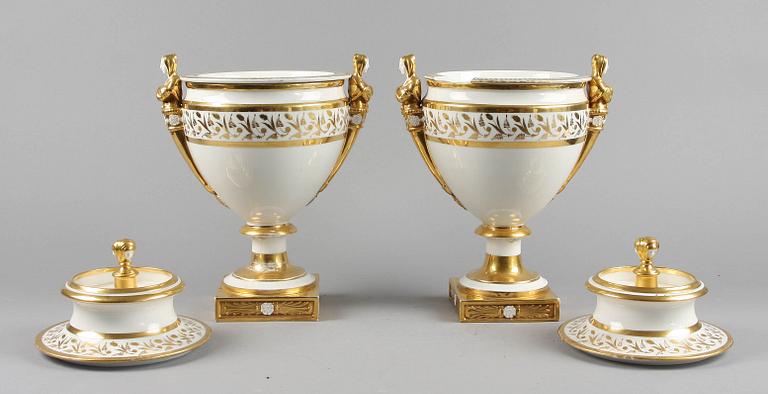 A pair of French ice cream coolers with covers and liners, Empire.