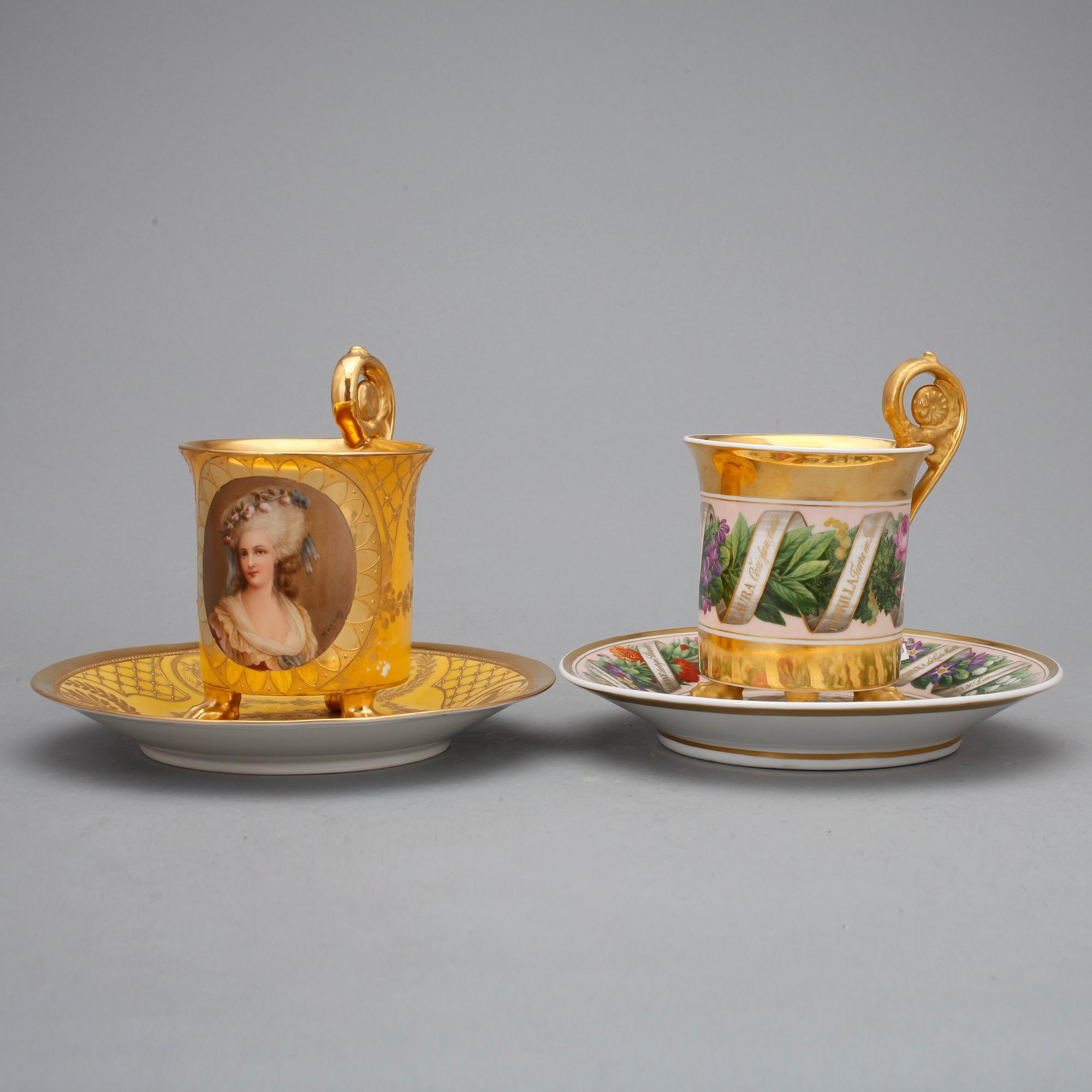 KOPPAR på FAT, 2 st, empire, KPM, Königliche Porzellanmanufaktur, Berlin, 1800-talets första hälft.