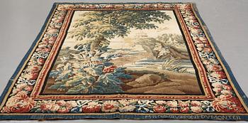 A "Verdure" tapestry, c 279 x 196 cm, signed M.R.D'AVBVSSONj.DVMONTEIL.