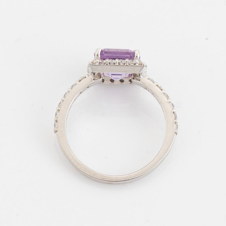 Amethyst and brilliant cut diamond ring.