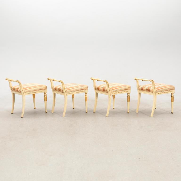 Stools, 4 pcs, Gustavian style, first half of the 20th century.