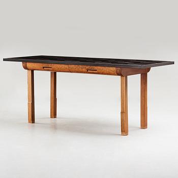 Hjalmar Jackson, A Hjalmar Jackson ebony and pearwood desk/library table, Stockholm ca 1934.