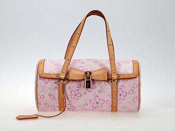 A pink monogram canvas handbag by Louis Vuitton, model "Papillon".