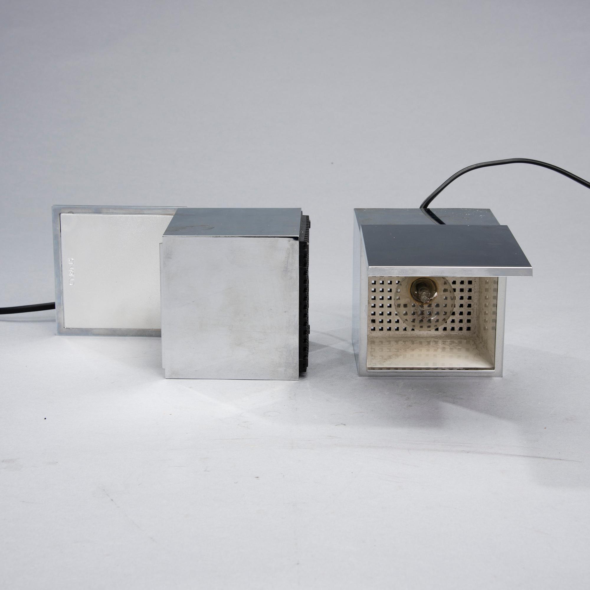 BORDSLAMPOR, 2 st, "Cubo Luce Notte", Franco Bettonica & Mario Melocchi, Cini & Nils, 1972.
