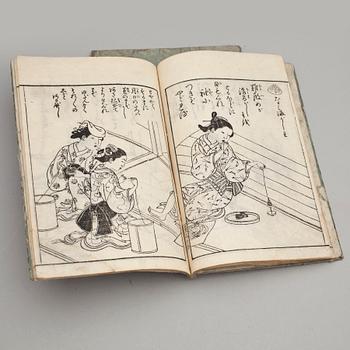 BOK, 2 vol, Ehon kaikasen, Japan 1748, illustrationer av Sukenobu.