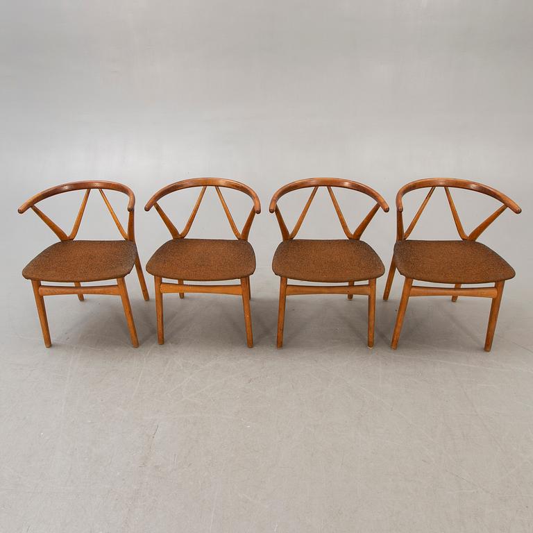 Henning Kjaernulf, chairs, 4 pcs, "model 225", for Bruno Hansen Denmark, 1960s.