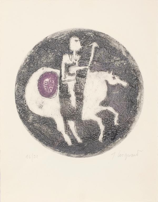 JAMES COIGNARD, kolorerad etsning, sign o numr 16/21.