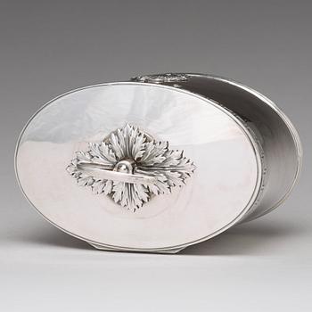 A Swedish 19th century silver sugar-casket, mark of Adolf Zethelius, Stockholm 1811.
