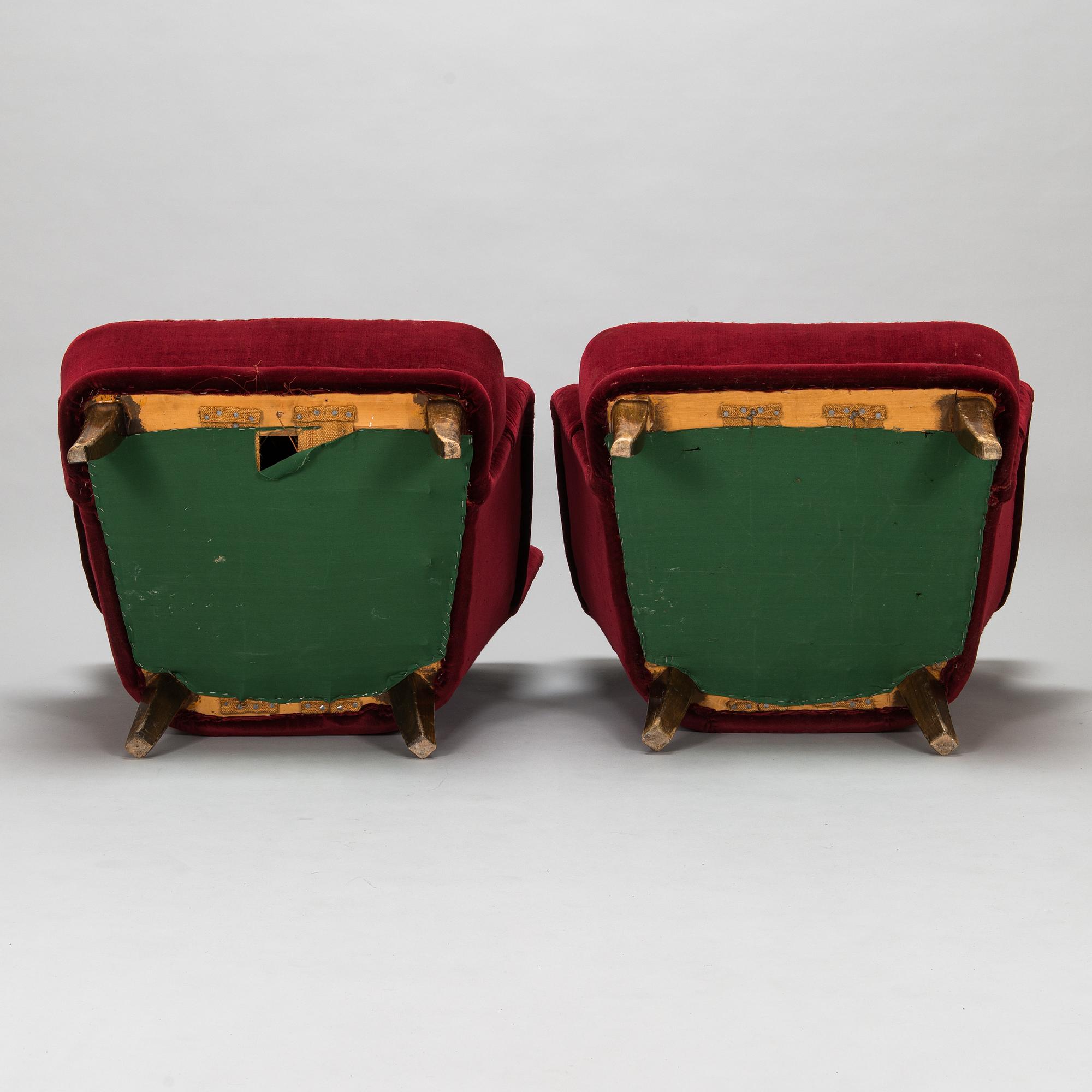 Ilmari Lappalainen, a pair of 1950's 'Laila' armchairs for Asko, Finland.