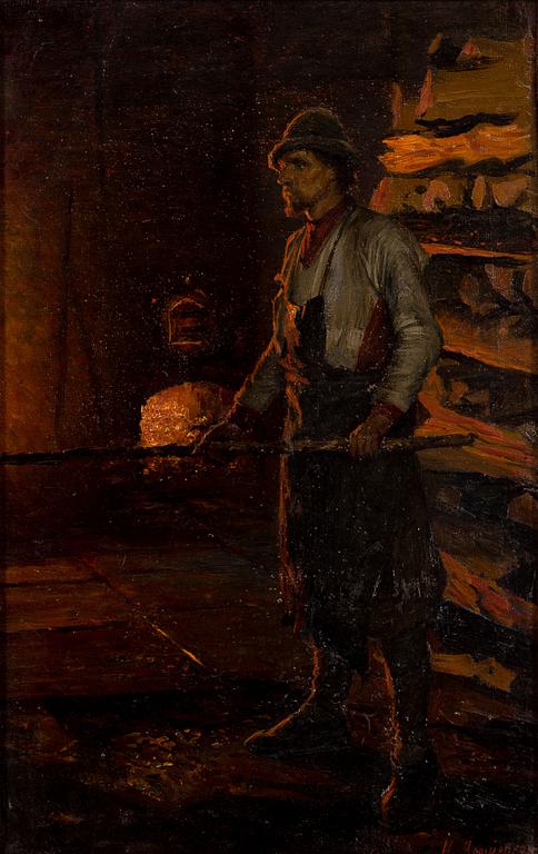 NIKOLAI ALEKSANDROVITS YAROSHENKO, BY THE BURNING OVEN.