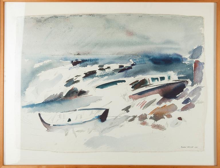 ERKKI HIRVELÄ, akvarell, signerad och daterad -87.