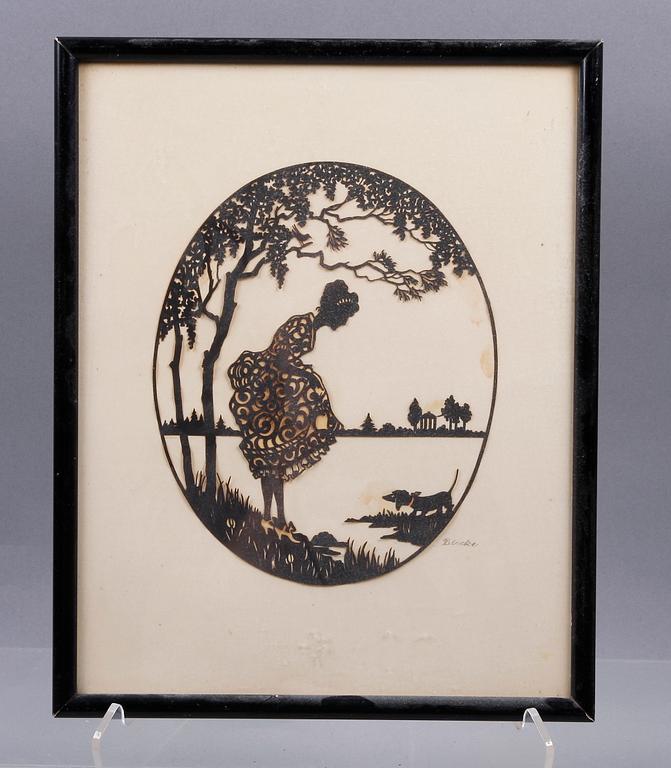 SILUETTER, 4 st. 1800/1900-tal. Två bär sign.