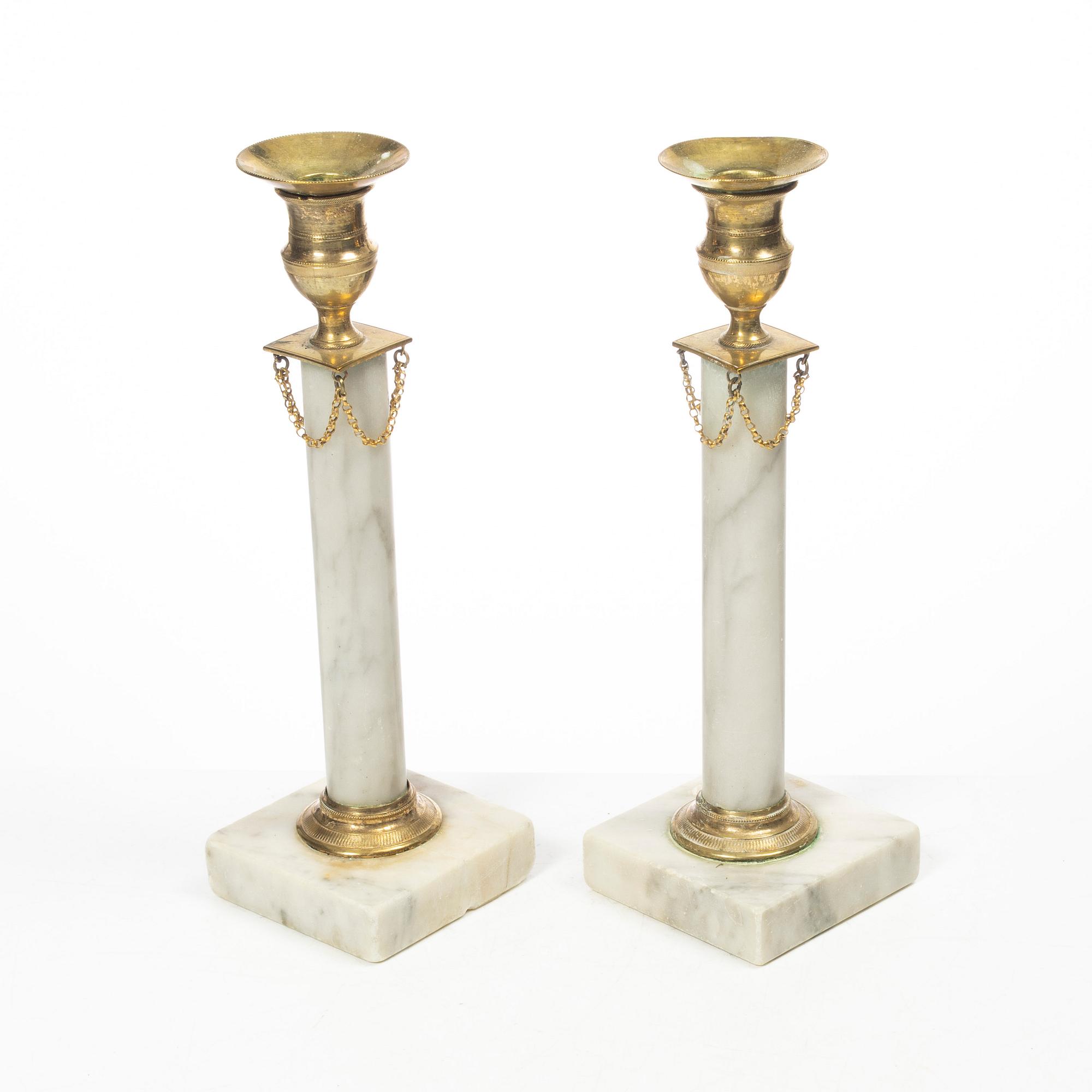 A pair of candelabra, late Gustavian, circa 1800.