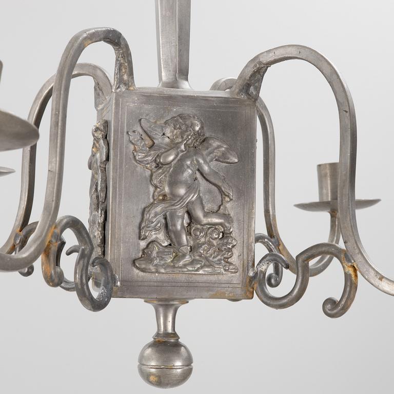 A Swedish Grace pewter chandelier, Sweden, 1920's.