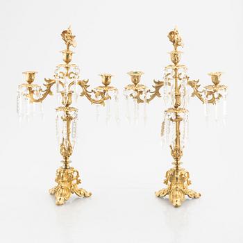 A pair of gilded candelabras, second half of the 19th century.