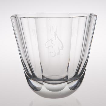 A glass vase signed G. Hongell Karhula -45.