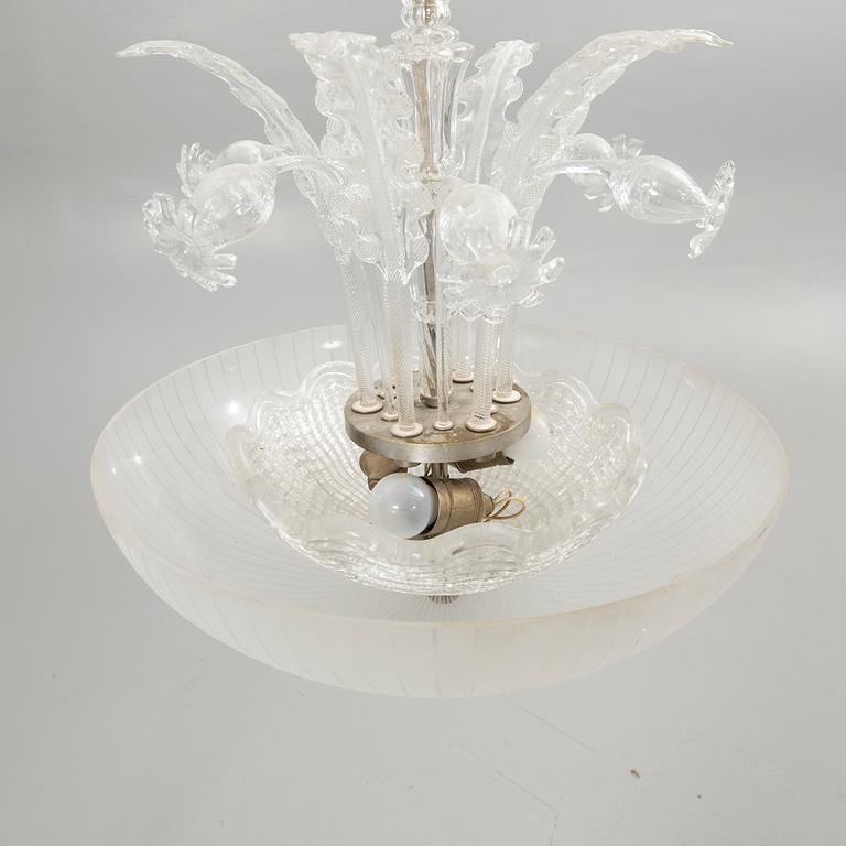 Fritz Kurz, Attributed, ceiling lamp, Orrefors, mid-20th century.
