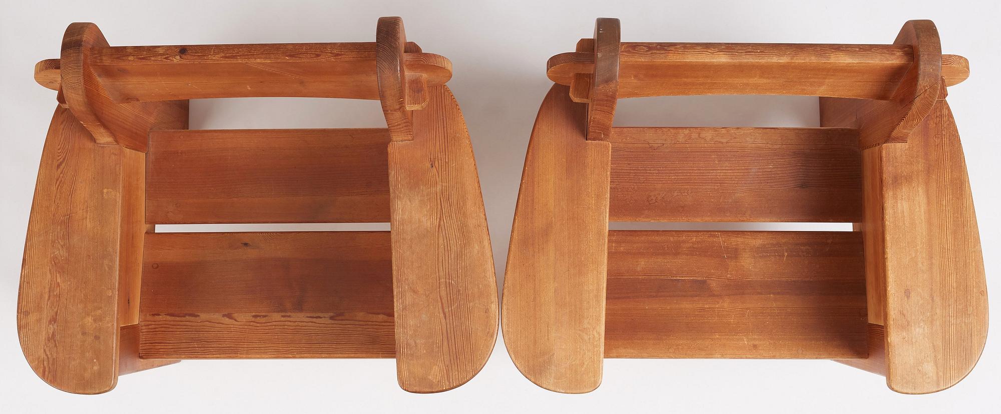 David Rosén, a pair of Swedish Modern 'Berga' pine armchairs, Nordiska Kompaniet, Sweden 1940s.
