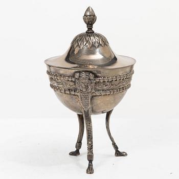 Lidded sugar bowl, silver, Italy, possibly Turin, early 19th century.