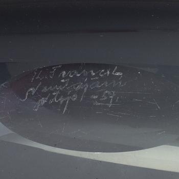A "Lansetti" glass bowl by Kaj Franck, signed Nuutajärvi -57.