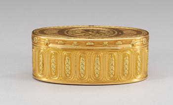 DOSA, guld 20k, en deux couleurs, oläslig mästarstämpel, Paris, kontrollör Julien Alaterre 1768-1774.