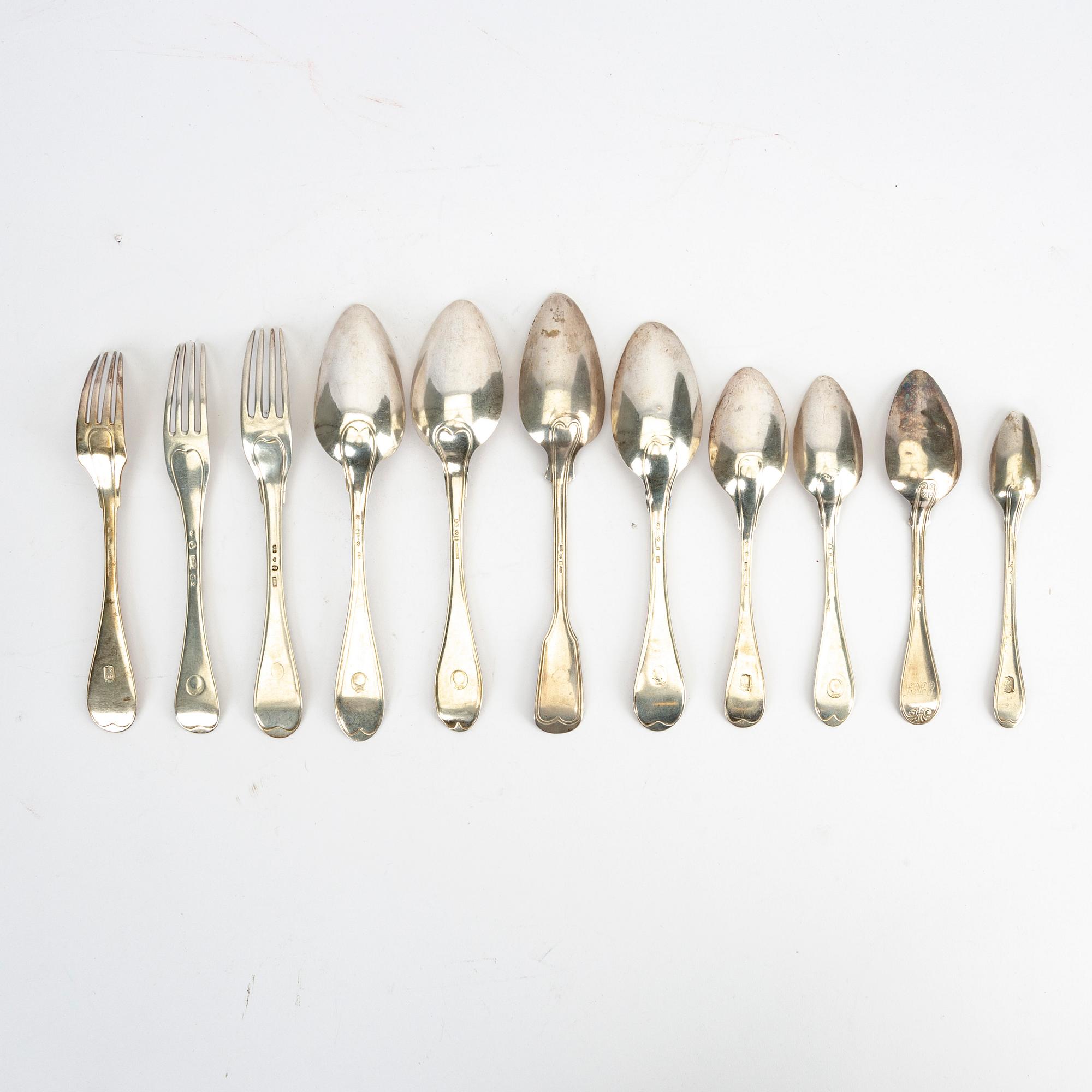 Bestick 17 dlr silver 1768-1865 oiika smeder.