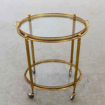 SERVERINGSVAGN, glas och mässing, 1900-talets andra hälft.