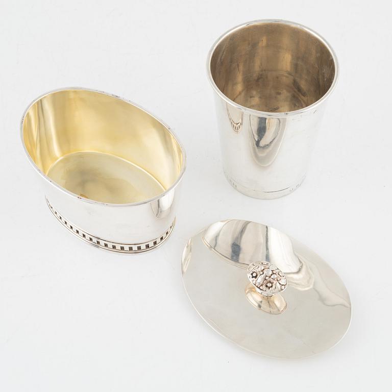 A silver vase and covered bowl, Stockholm, 1949-61.