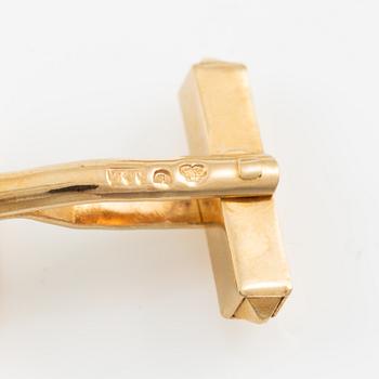 Manschettknappar, ett par, K.Torndals, 18K guld med cabochonslipad jadeit.