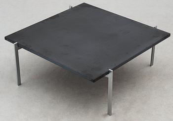 A Poul Kjaerholm 'PK-61' black slate and steel  sofa table, Fritz Hansen, Denmark 1989.