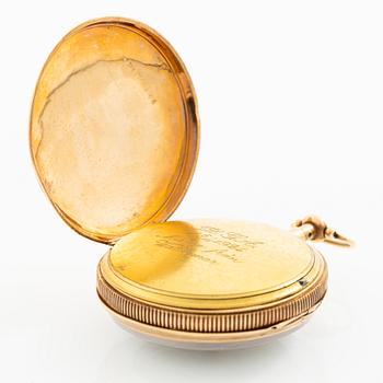 Pocket watch, skeletonised, with repeating mechanism, 18K gold, 52,5 mm.