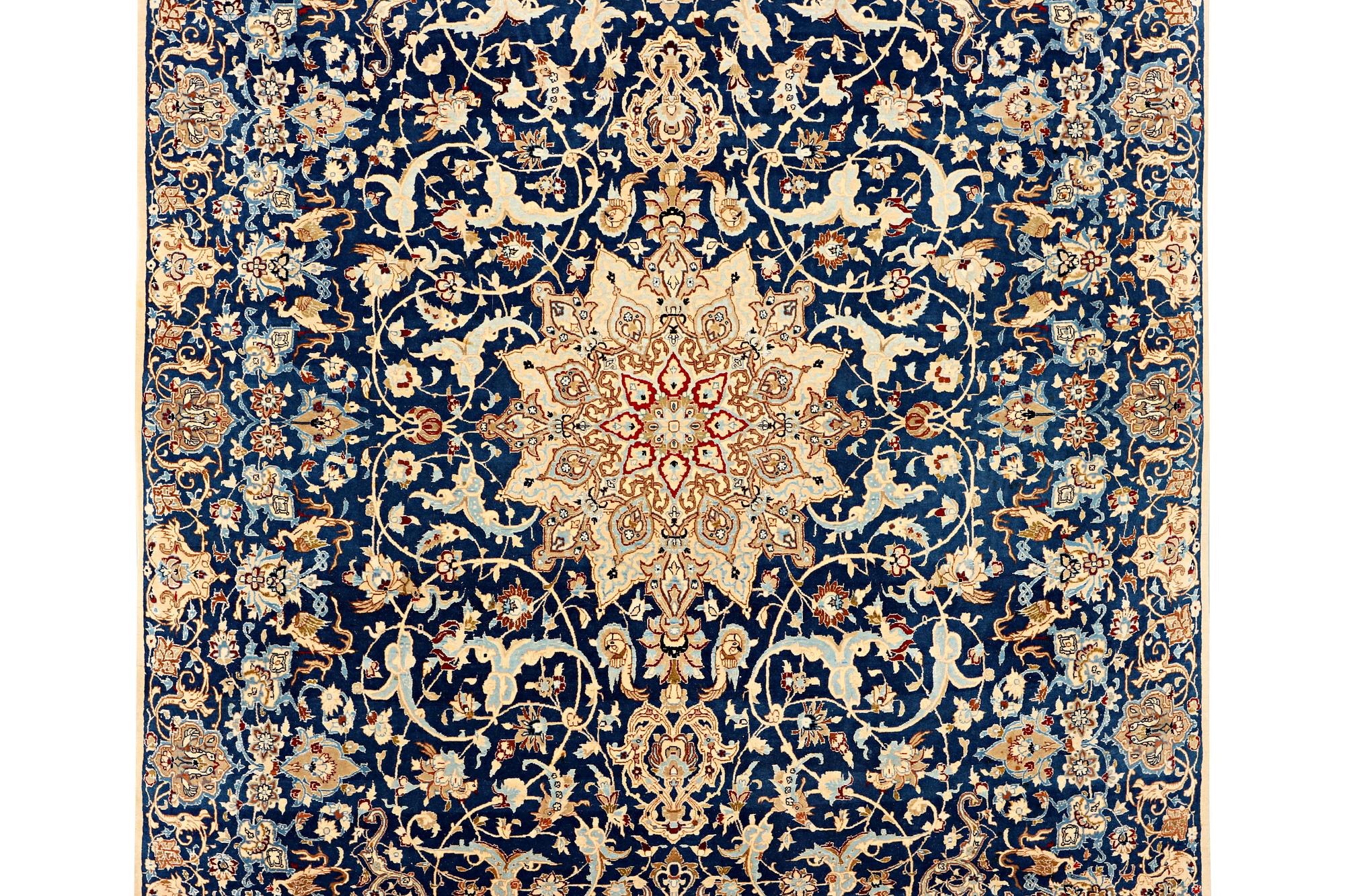 A part silk Nain carpet, 6 LA, c. 250 x 152 cm.