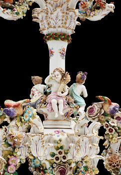 A Rococo style porcelain chandelier, ca 1900.