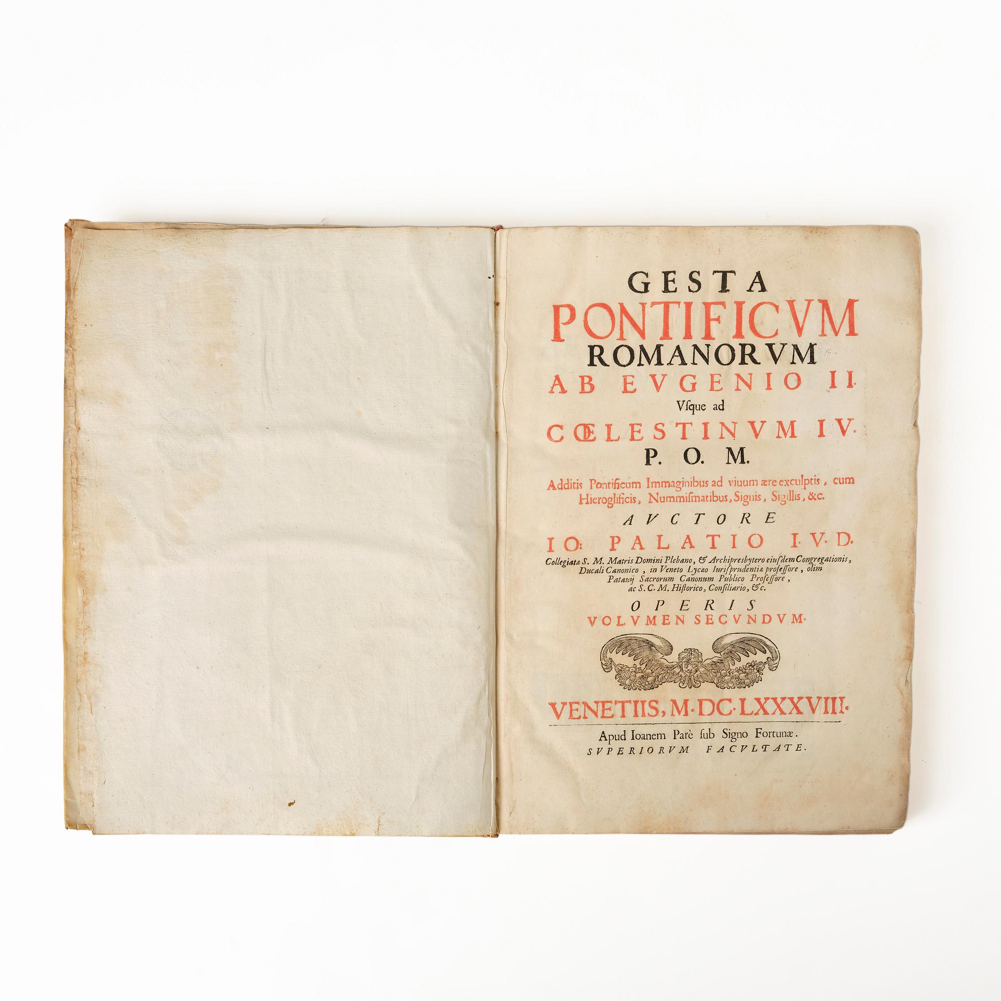 History of the Popes up to and including Innocent XI, born Odescalchi, 1687-90.