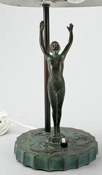 BORDSLAMPA, brons, art deco, 1920-tal.