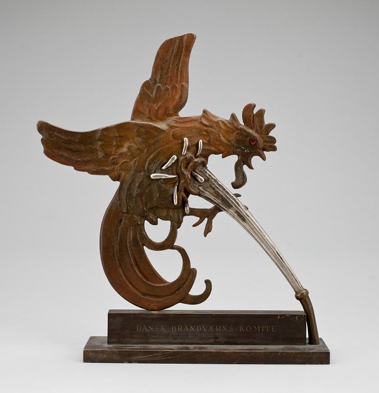 OKÄND KONSTNÄR, skulptur, delvis brons, 1940-tal. Gjutarmärkt L Rasmussen Köpenhamn.