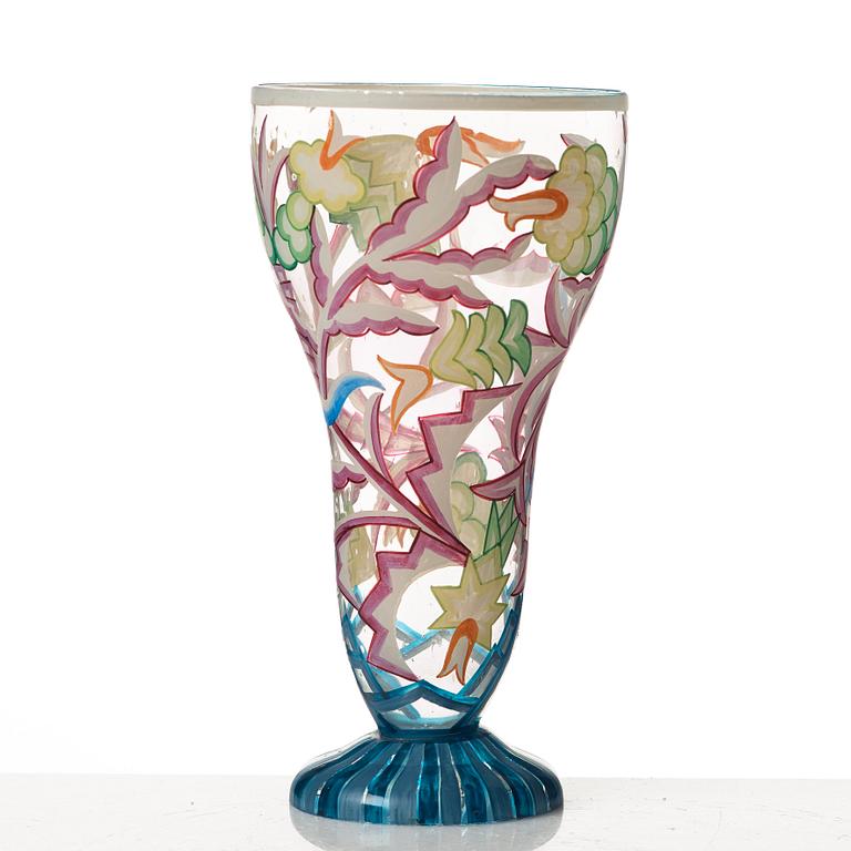 A glass goblet attributed to Vally Wieselthier, enamel painted by Johann Oertel & Co /Haida for Wiener Werkstätte, .