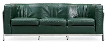 20. A Jonathan De Pas, Donato D'Urbino & Paolo Lomazzi three seated green leather 'Onda' sofa, Zanotta, Italy.