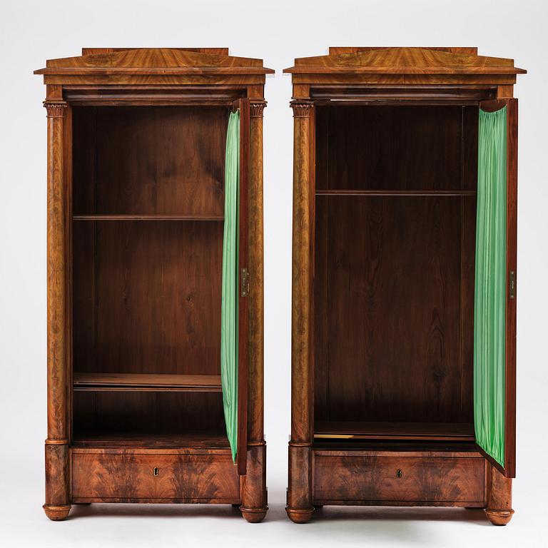 A pair of Swedish Empire mahogany bibliothèques, Stockholm, early 18th century.