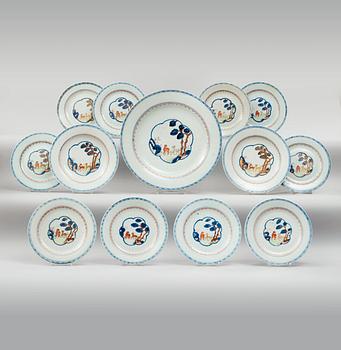 636. A part dinner service, Qing dynasty, Qianlong (1736-95). (Comprising 13 parts).