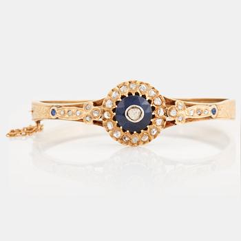 871. A blue paste and rose cut bangle, 19th century.