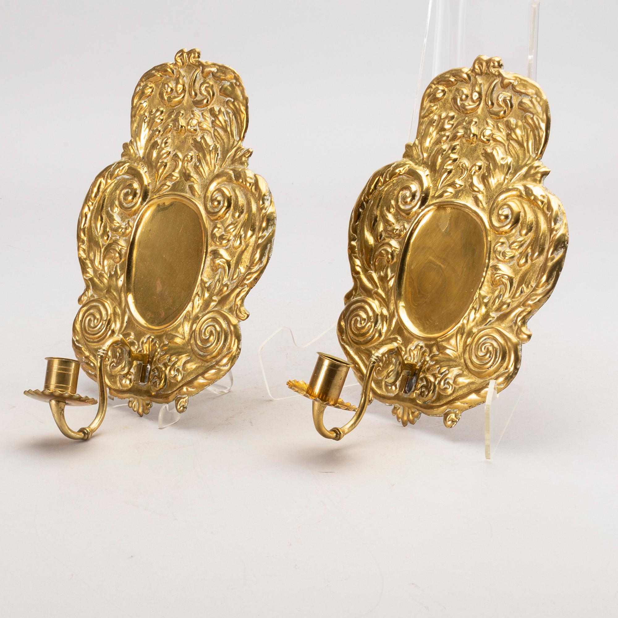 VÄGGLAMPETTER ett par barockstil sent 1800.tal.