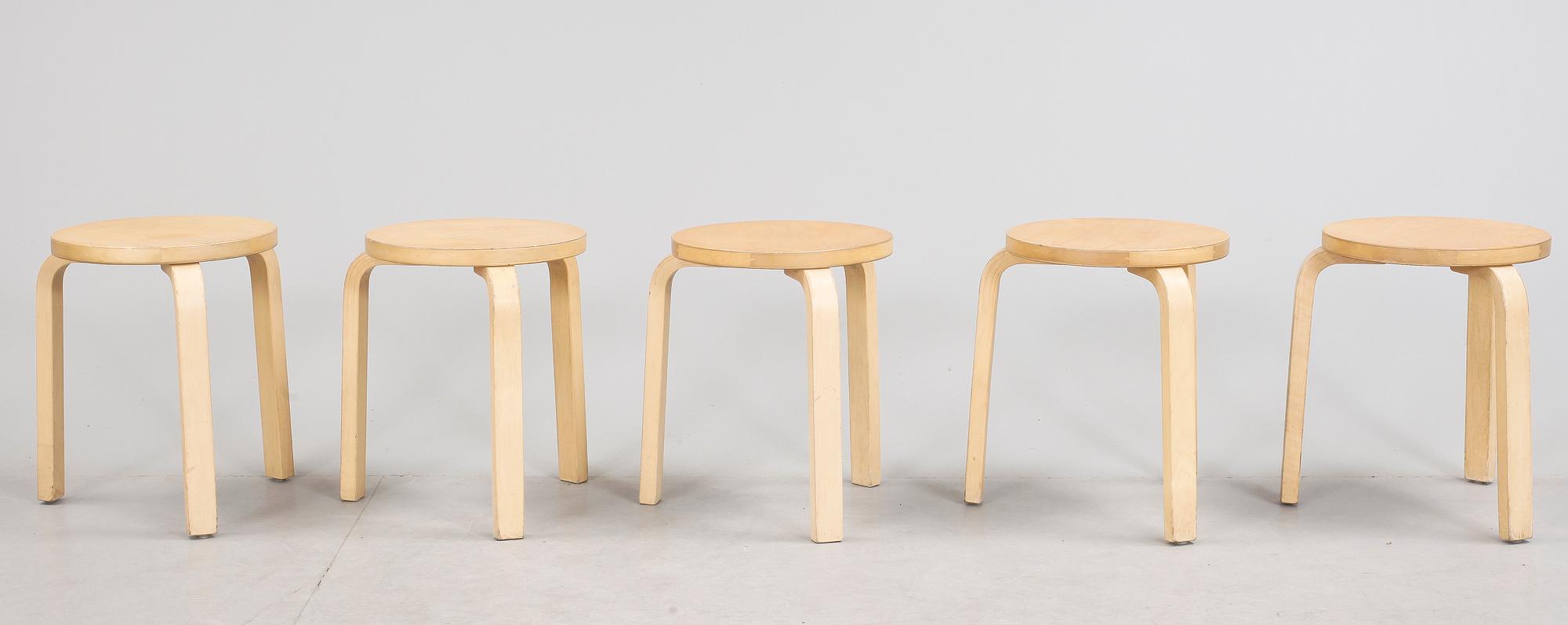PALLAR, 5 st, modell "60", Alvar Aalto, formgiven 1933.
