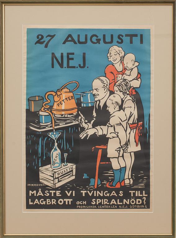 AFFISCH, Propaganda Centralen N.E.J, Göteborg, tryckta hos A. Lindgren & Söner, 1922.