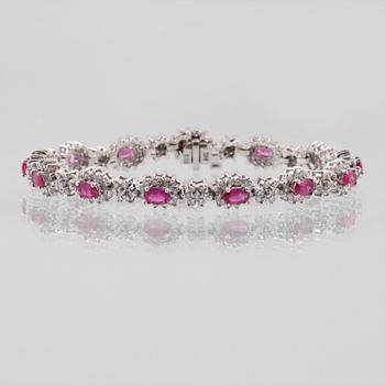 ARMBAND, 18K vitguld med rosa safirer samt briljantslipade diamanter, Effy Jewelry. Vikt 19,2 gram.