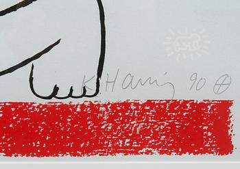 KEITH HARING, serigrafia, signeerattu, numeroitu 68/90-XVIII, ja päivätty -90.