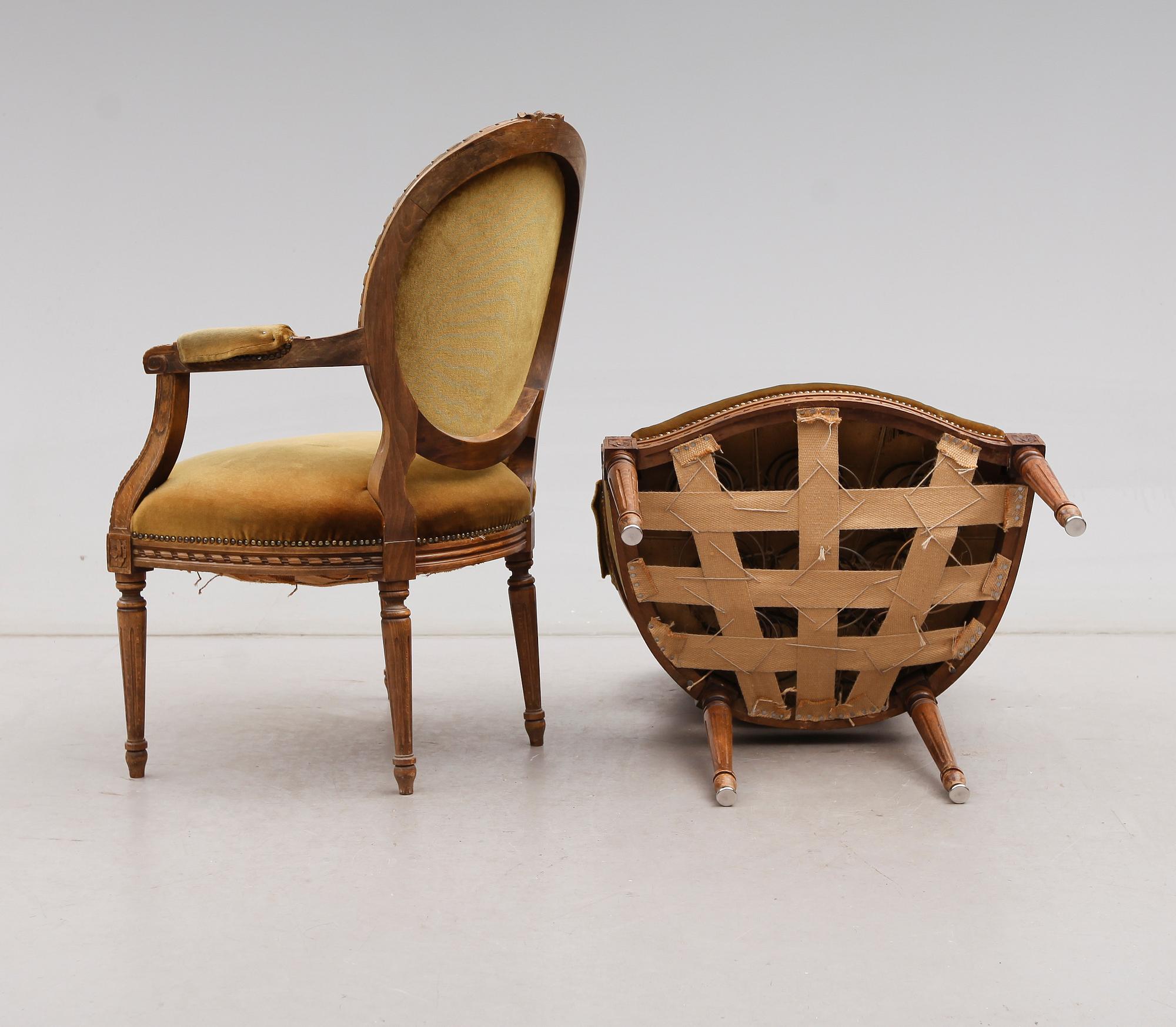 KARMSTOLAR, 1 par, gustaviansk stil, 1900-talets andra hälft.