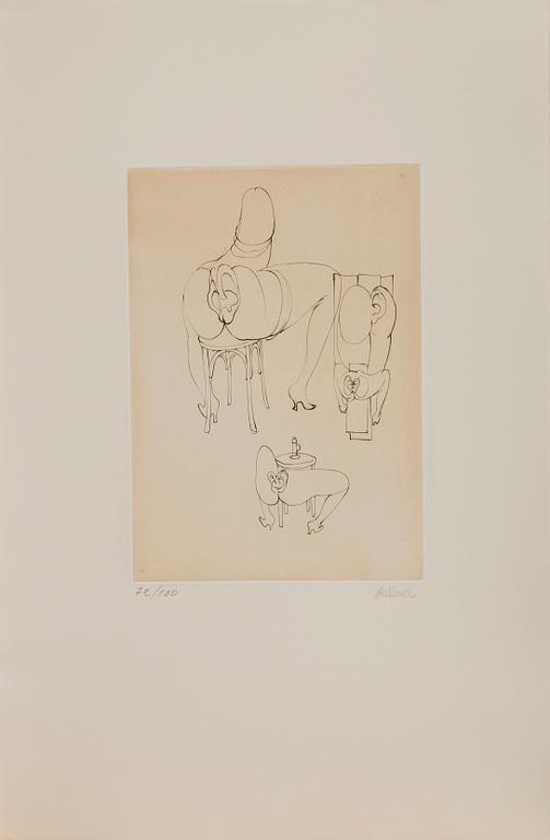 HANS BELLMER, "Les anagrammes du corps". 10 etchings, 1973, each signed in pencil and numbered 72/100.