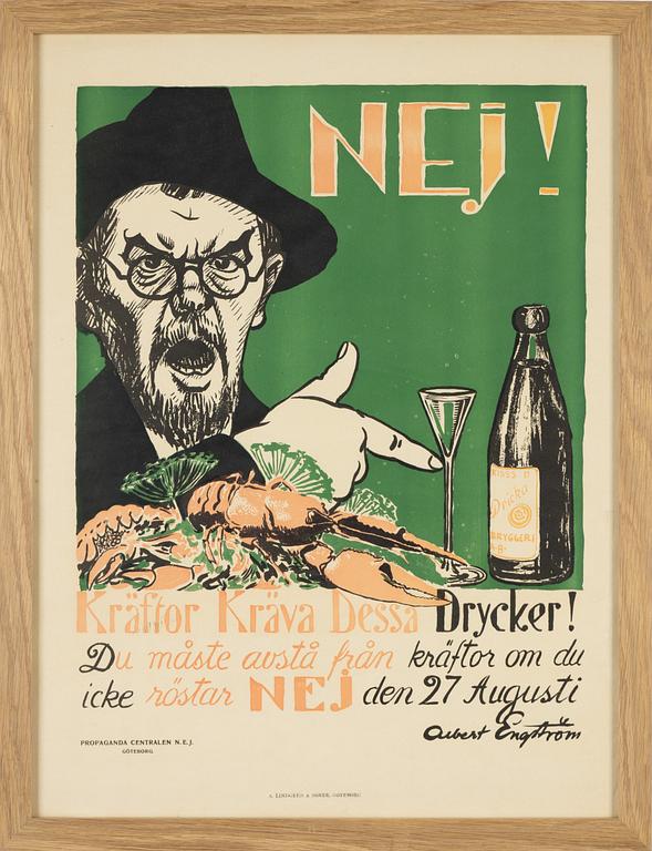 Albert Engström, litografisk affisch, A. Lindgren & Söner, Göteborg.